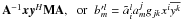Mathematical equation: \appendix \setcounter{section}{1} \hbox{$\mathbf{A}^{-1}\vec x \vec y^\herm \mathbf{M} \mathbf{A}, \;\; \mbox{or}\;\; b'^{l}_{m} = \tilde a_i^{l}a_m^{j} g_{jk} x^i \overline{y^k}$}