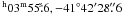 Mathematical equation: \hbox{$^{\rm h} 03^{\rm m} 55\fs 6, -41^{\circ} 42^{\prime} 28\farcs6$}