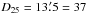 Mathematical equation: \hbox{$D_{25} =13\farcm5 = 37$}