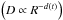 Mathematical equation: \hbox{$\left(D\propto R^{-d(t)}\right)$}