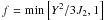 Mathematical equation: \hbox{$f = \min \left[ Y^2 / 3 J_2, 1 \right]$}