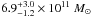 Mathematical equation: \hbox{$6.9^{+3.0}_{-1.2}\times 10^{11}~M_\odot$}