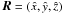 Mathematical equation: \hbox{$\vec R=(\hat x, \hat y, \hat z)$}