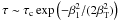 Mathematical equation: \hbox{$\tau \sim \tau_\mathrm{c} \exp\left(-\beta^{2}_1/(2\beta_{\rm T}^2)\right)$}