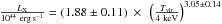 \hbox{$\frac{\lx}{10^{44}~{\st{erg\,s^{-1}}}} = (1.88\pm0.11)~\times~\left(\frac{\tvir}{4~{\st{keV}}}\right)^{3.05\pm0.14} $}