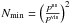 Mathematical equation: \hbox{$N_{\rm min}=\Big(\frac{p^{\rm us}}{p^{\rm vis}}\Big)^2$}