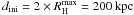 Mathematical equation: \hbox{$d_{\rm{ini}} = 2 \times R^{\rm{max}}_{\rm{H}} = 200~\rm{kpc}$}