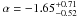 \hbox{$\alpha=-1.65^{+0.71}_{-0.52}$}