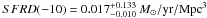 \hbox{$SFRD(-10)=0.017^{+0.133}_{-0.010}~M_\odot/{\rm yr/Mpc}^3$}