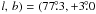 Mathematical equation: \hbox{${l,\, b})=(77\fdg3, +3\fdg0$}