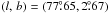 Mathematical equation: \hbox{$({l,\,b})=(77\fdg65, 2\fdg67)$}