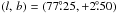 Mathematical equation: \hbox{$(l, \,b ) = (77\fdg25, +2\fdg50)$}