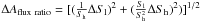 \hbox{$\Delta A_{\rm flux~ratio} = [(\frac{1}{S_{\rm h}}\Delta S_{\rm l})^2 + (\frac{S_{\rm l}}{S_{\rm h}^2} \Delta S_{\rm h})^2)]^{1/2}$}