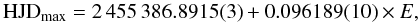 \begin{equation} {\rm HJD}_{\rm max} = 2\,455\,386.8915(3) + 0.096189(10) \times E, \end{equation}
