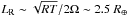 \hbox{$L_{\rm R} \sim \sqrt{R T} \slash 2\Omega \sim 2.5~R_{\oplus}$}
