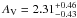 Mathematical equation: \appendix \setcounter{section}{1} \hbox{$A_{\rm V}=2.31^{+0.46}_{-0.43}$}