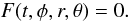 Mathematical equation: \appendix \setcounter{section}{1} \begin{equation} \label{general-photosphere} F(t, \phi, r, \theta) = 0. \end{equation}