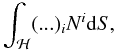 Mathematical equation: \appendix \setcounter{section}{2} \begin{equation} \int_{\cal H} (...)_i N^i {\rm d}S, \end{equation}