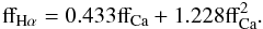 Mathematical equation: $$ {\rm ff_{H\alpha} = 0.433 ff_{Ca} + 1.228 ff_{Ca}^2}. $$