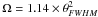 \hbox{$\Omega = 1.14 \times \theta_{FWHM}^2$}