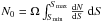 \hbox{$N_0=\Omega\int_{S_{\rm min}}^{S_{\rm max}} \frac{{\rm d}N}{{\rm d}S} \ {\rm d}S$}