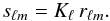 Mathematical equation: \begin{equation} s_{\ell m} = K_{\ell}\, r_{\ell m} . \label{eq:lspacedef} \end{equation}