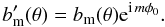 Mathematical equation: \begin{equation} \label{equ:fftrot} b_{\mathrm{m}}'(\theta) = b_{\mathrm{m}}(\theta) \mathrm{e}^{{\rm i} \, m \phi_{\mathrm{0}}} . \end{equation}