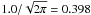 \hbox{${1.0}/{\sqrt{2\pi}} = 0.398$}