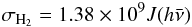 Mathematical equation: \begin{equation} \sigma_\mathrm{H_2}=1.38\times10^9J(h\bar\nu)\, \end{equation}