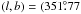 Mathematical equation: \hbox{$(l,b) = (351\fdg77$}