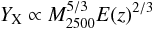 Mathematical equation: \begin{equation} Y_{\rm X}\propto M_{2500}^{5/3} E(z)^{2/3} \end{equation}