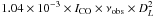 Mathematical equation: \hbox{$1.04 \times 10^{-3}\times I_{\rm CO}\times \nu_{\rm obs}\times D_L^2$}