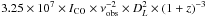 Mathematical equation: \hbox{$3.25\times 10^7 \times I_{\rm CO}\times \nu_{\rm obs}^{-2}\times D_L^2\times (1+z)^{-3}$}