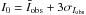 Mathematical equation: \hbox{$I_{0}= \bar{I}_{\rm obs} + 3\sigma_{I_{\rm obs}}$}