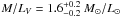 Mathematical equation: \hbox{$M/L_V = 1.6_{-0.2}^{+0.2}~M_{\odot}/L_{\odot}$}