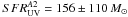 Mathematical equation: \hbox{$SFR_{\rm UV}^{A2} = 156\pm 110\,M_{\sun}$}