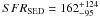 Mathematical equation: \hbox{$SFR_{\rm SED} = 162^{+124}_{-95}$}