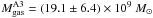 Mathematical equation: \hbox{$M_{\rm gas}^{\rm A3} = (19.1\pm 6.4)\times 10^9~M_{\sun}$}
