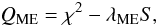 Mathematical equation: \begin{equation} Q_{\rm ME}= \chi^{2} -\lambda_{\rm ME} S, \end{equation}