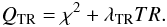 Mathematical equation: \begin{equation} Q_{\rm TR} = \chi^{2} + \lambda_{\rm TR} TR. \end{equation}