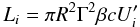 Mathematical equation: \begin{equation} L_{i}=\pi R^2 \Gamma^2 \beta c U'_i \end{equation}