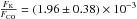 Mathematical equation: \hbox{$\frac{F_\mathrm{K}}{F_\mathrm{CO}}=\left(1.96\pm0.38\right)\times10^{-3}$}
