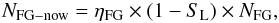 Mathematical equation: \begin{equation} N_{\rm FG-now} =\eta_{\rm FG} \times (1- S_{\rm L}) \times N_{\rm FG}, \end{equation}