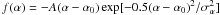 Mathematical equation: \hbox{$f(\alpha)=-A(\alpha-\alpha_0)\exp[-0.5(\alpha-\alpha_0)^2/\sigma_{\alpha}^2]$}