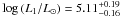 Mathematical equation: \hbox{$\log\,(L_1/L_{\odot}) = 5.11^{+0.19}_{-0.16}$}