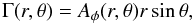 Mathematical equation: \begin{equation} \label{gamma_aphi} \Gamma(r,\theta)= A_\phi(r,\theta) r\sin\theta, \end{equation}