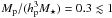 Mathematical equation: \hbox{$M_{\rm p} / (h_{\rm p}^3 M_{\star}) = 0.3 \lesssim 1$}