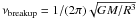 Mathematical equation: \hbox{$\nu_{\rm breakup} = 1/(2\pi) \sqrt{GM/R^3}$}