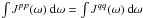 Mathematical equation: \hbox{$\int J^{pp}(\omega)\ {\rm d}\omega = \int J^{qq}(\omega)\ \rm d\omega$}