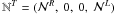 Mathematical equation: \hbox{$\mathbb{N}^T = (\mathcal{N}^R,\ 0,\ 0,\ \mathcal{N}^L)$}